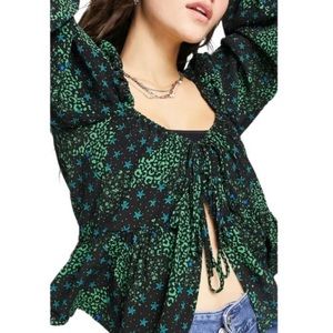 NWT TOPSHOP TIE FRONT RUFFLE BLOUSE